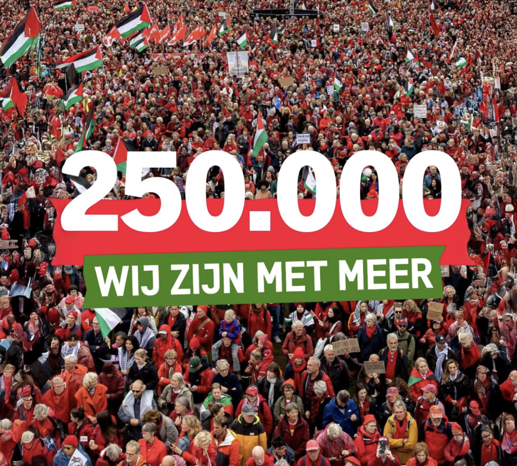 250.000 mensen in Amsterdam bij Rode Lijn-protest tegen Israël beleid