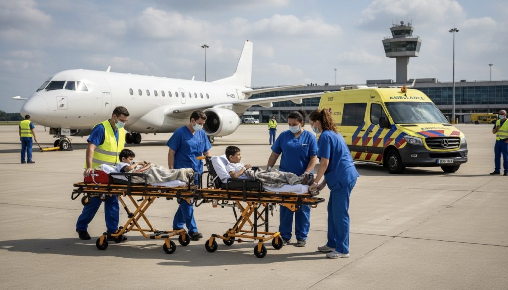 Zieke kinderen uit Gaza aangekomen voor behandeling in Nederland